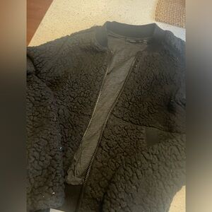 Prana Polar Escape Womens XS Medium Black Sherpa Fleece Reversible Bomber Jacket